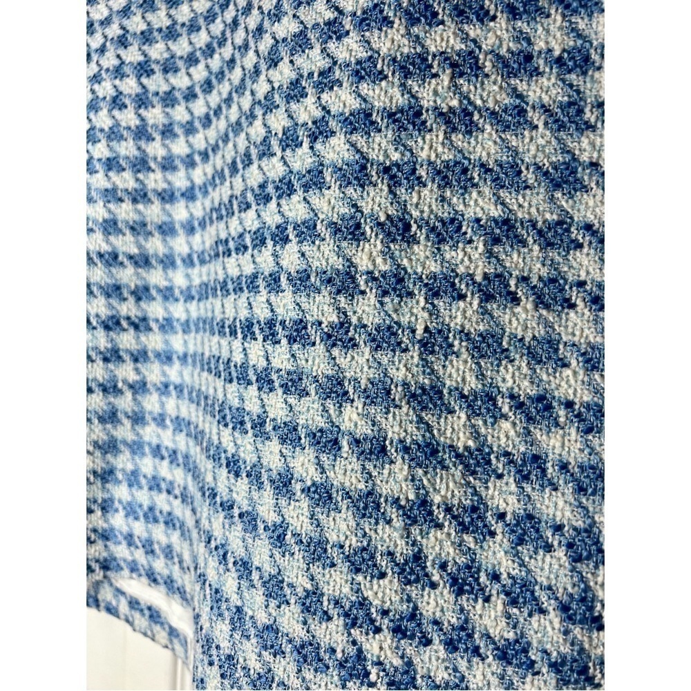 Zara Blue White Tweed Houndstooth Cropped Vest Jacket Size Large - Picture 10 of 10